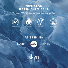 skyn ICELAND travel-size pack next to bag showing convenient on-the-go refresh