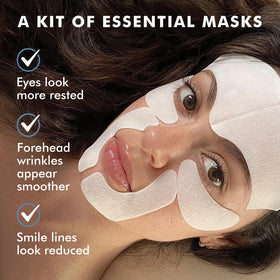 Skyn ICELAND under-eye patch on model demonstrating de-puffing and hydration