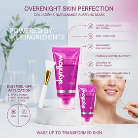 skynflow applying mask with brush on face, smooth even application benefit