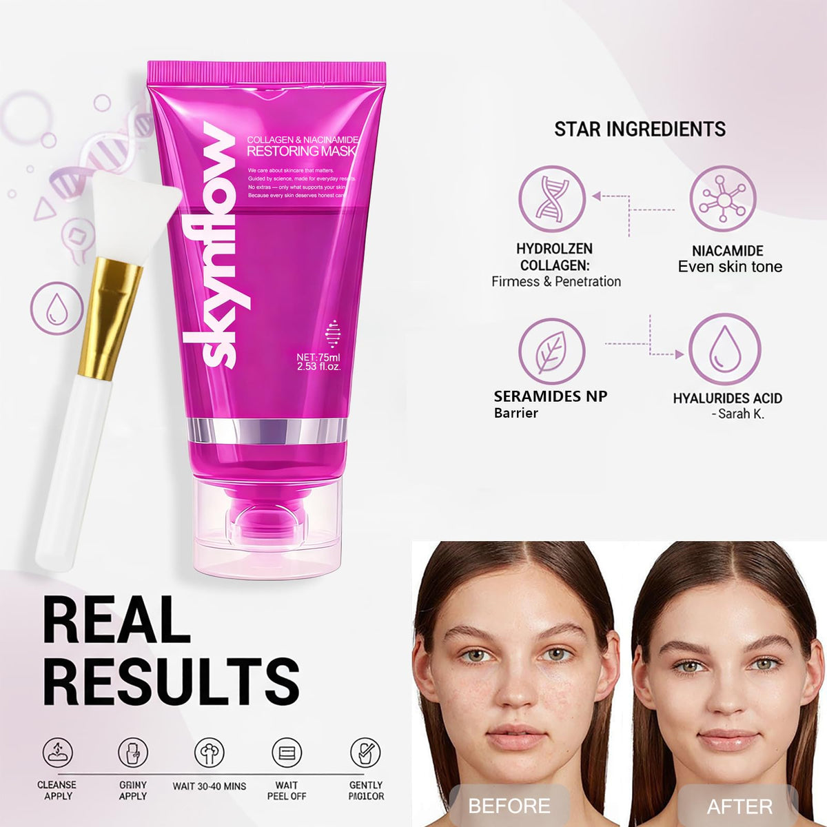 skynflow gel texture close-up showing clear consistency, hydrates without heaviness