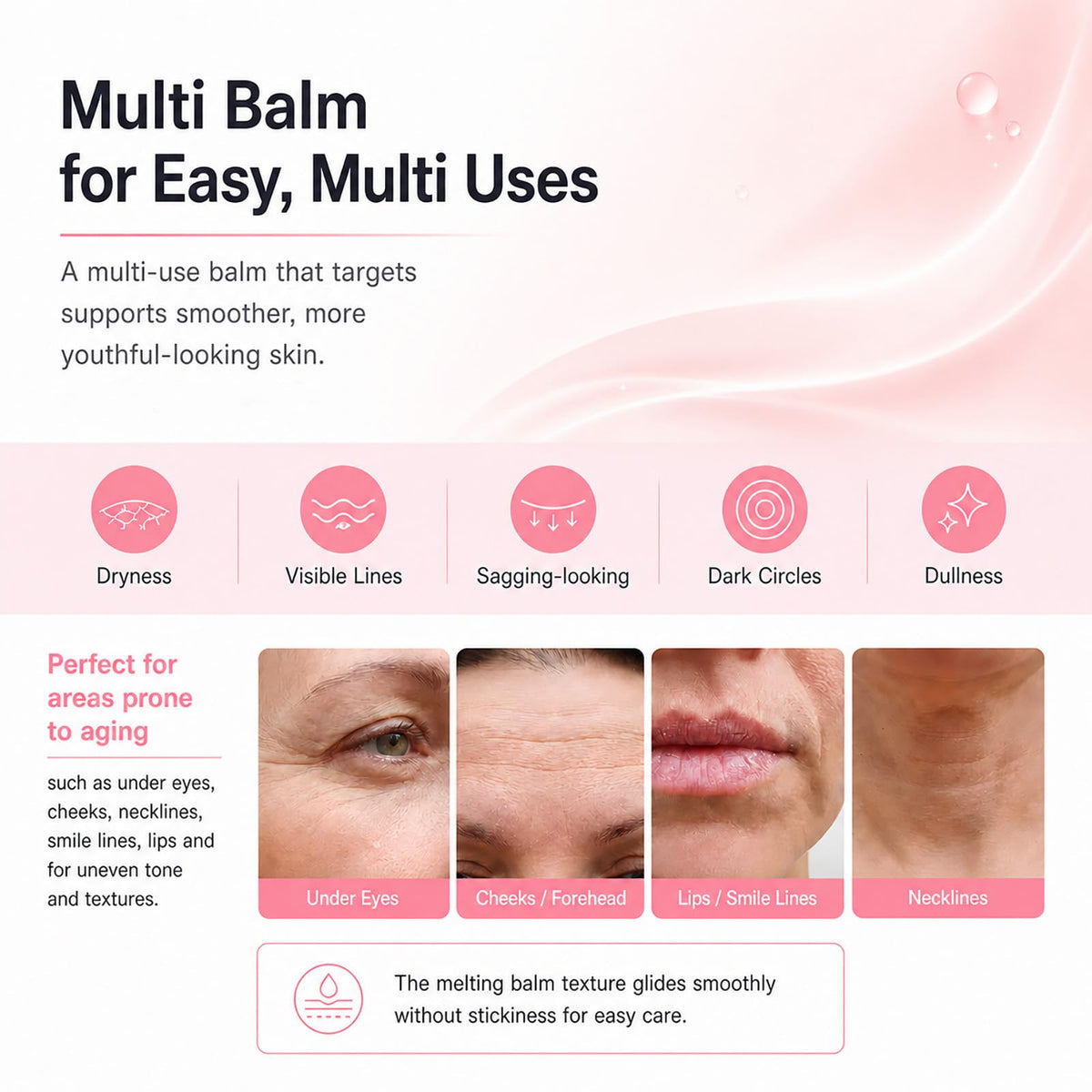 SkyNutrition balm on lips demonstrating nourishing coverage and shine