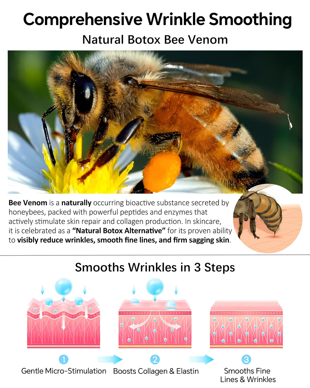 skyoyo BotoxCream bee venom peptide ingredient display for firming