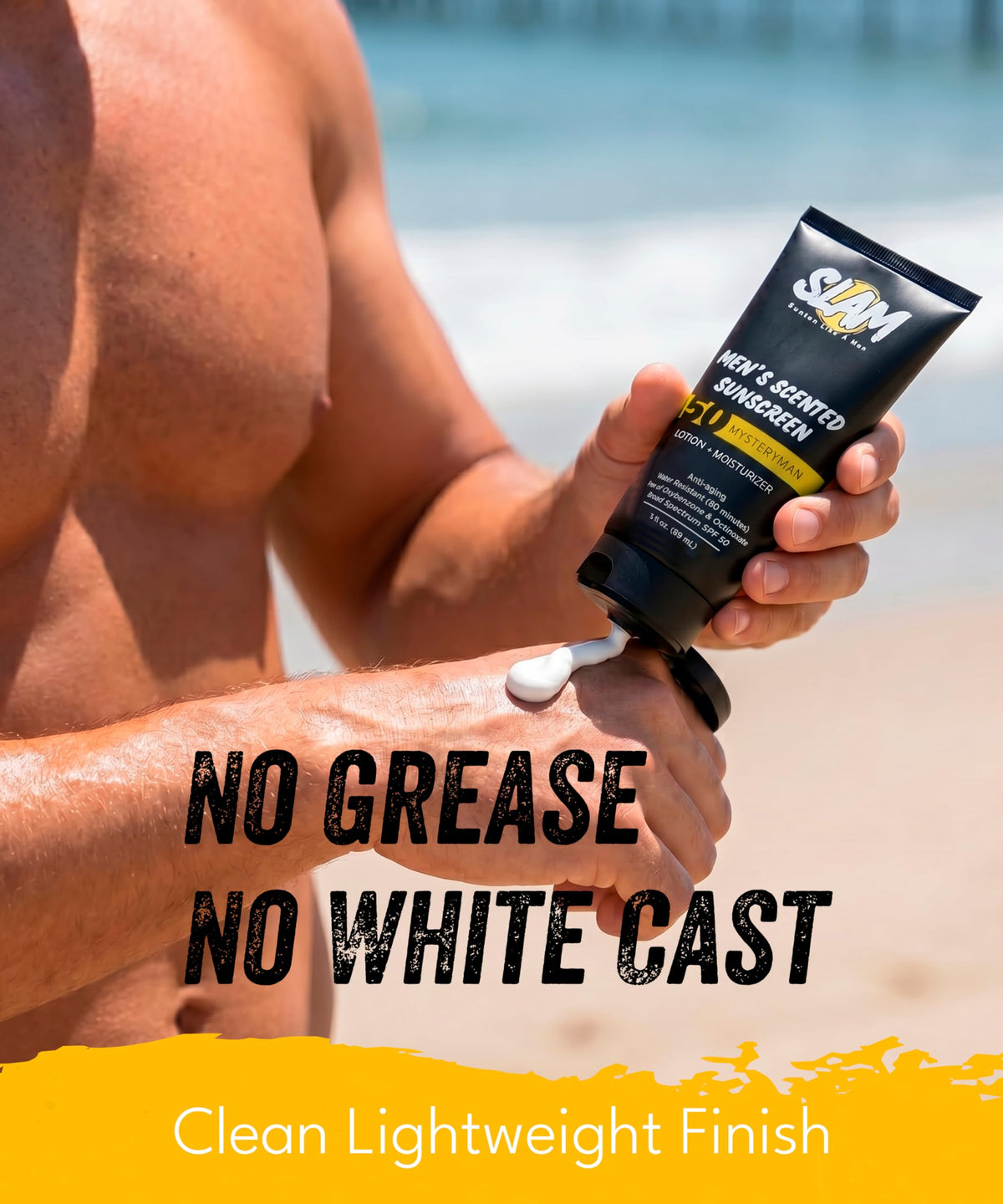 Slam Lotion beside grooming kit showing scent layering benefit