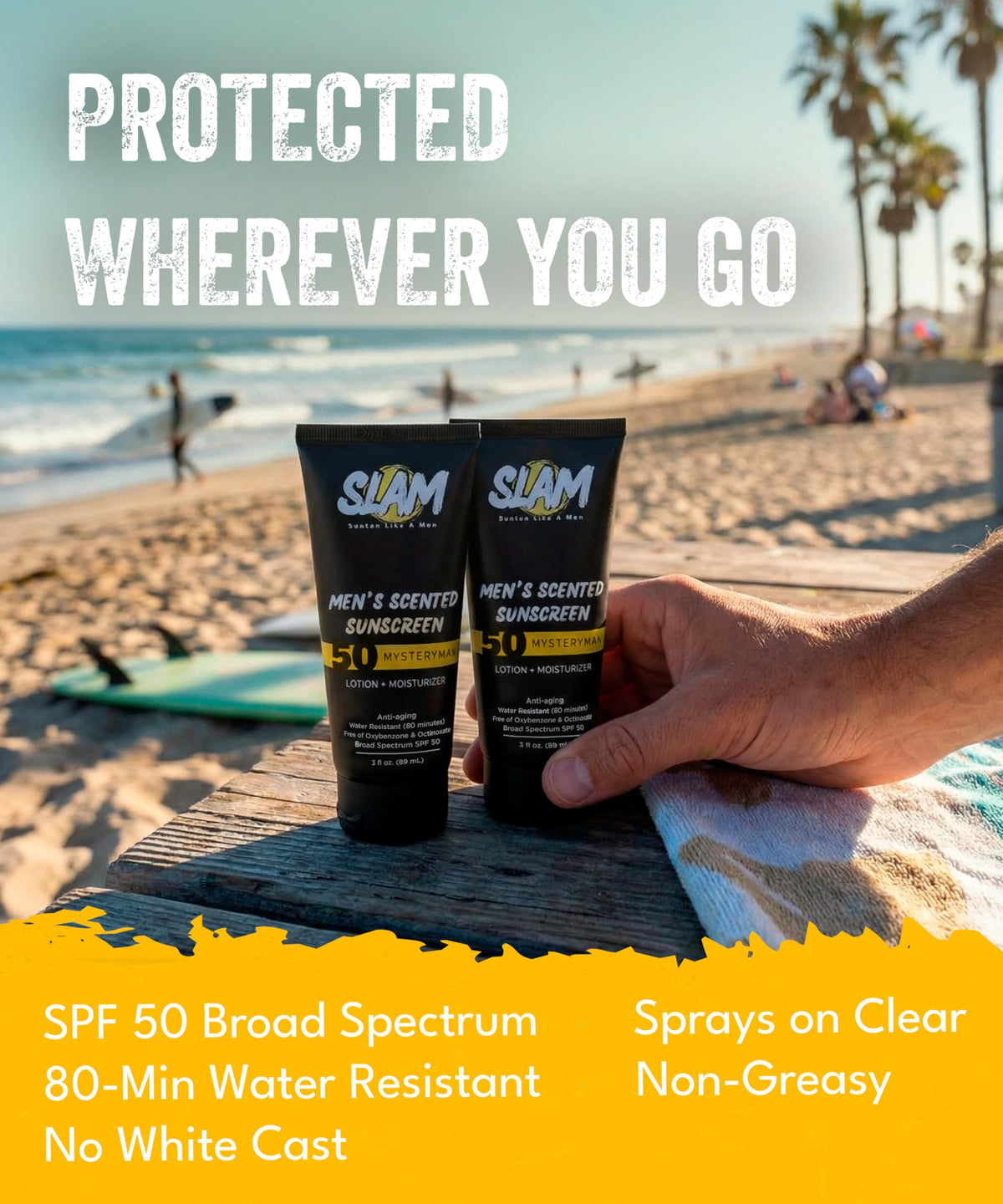 Slam Lotion water-resistant test demonstrating active outdoor protection benefit