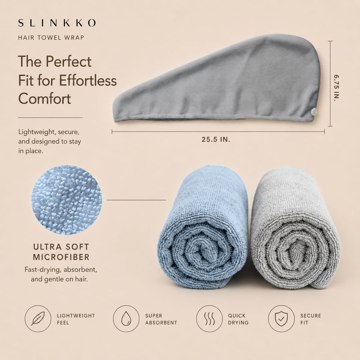 Slinkko close-up microfiber texture highlighting fast water absorption