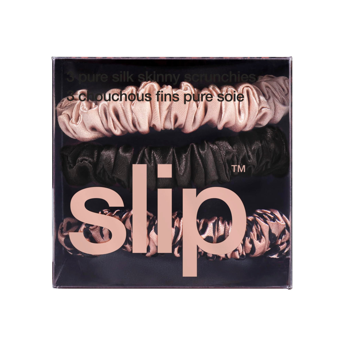 SLIP rose gold pure silk scrunchie reflecting light for glossy finish