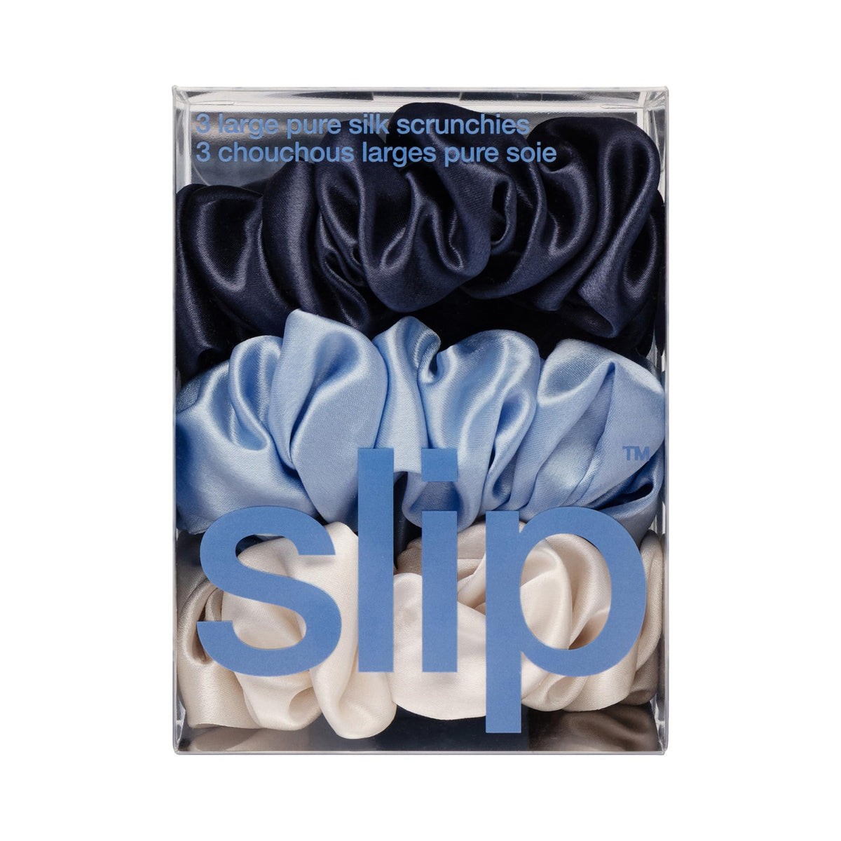 SLIP scrunchie size compared in hand to show generous large circumference