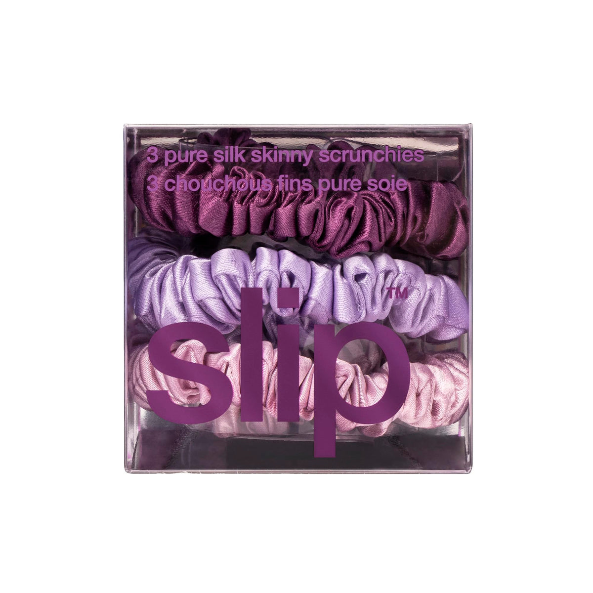 SLIP scrunchie label and stitched seam detail showing quality construction