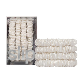 Slip skinny scrunchie front packaging showing elegant white ties and benefits