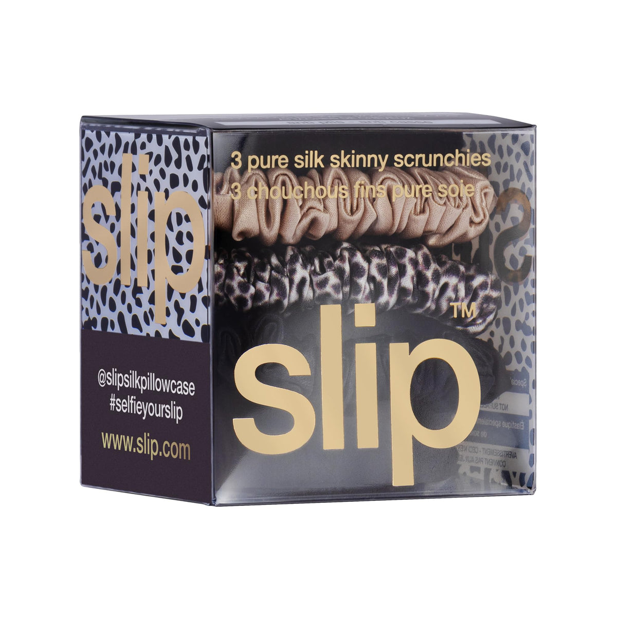 SLIP caramel scrunchie texture detail showing soft silk sheen and low-friction surface