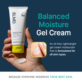 SLMD moisturizer close-up texture highlighting lightweight gel-cream feel for quick absorption