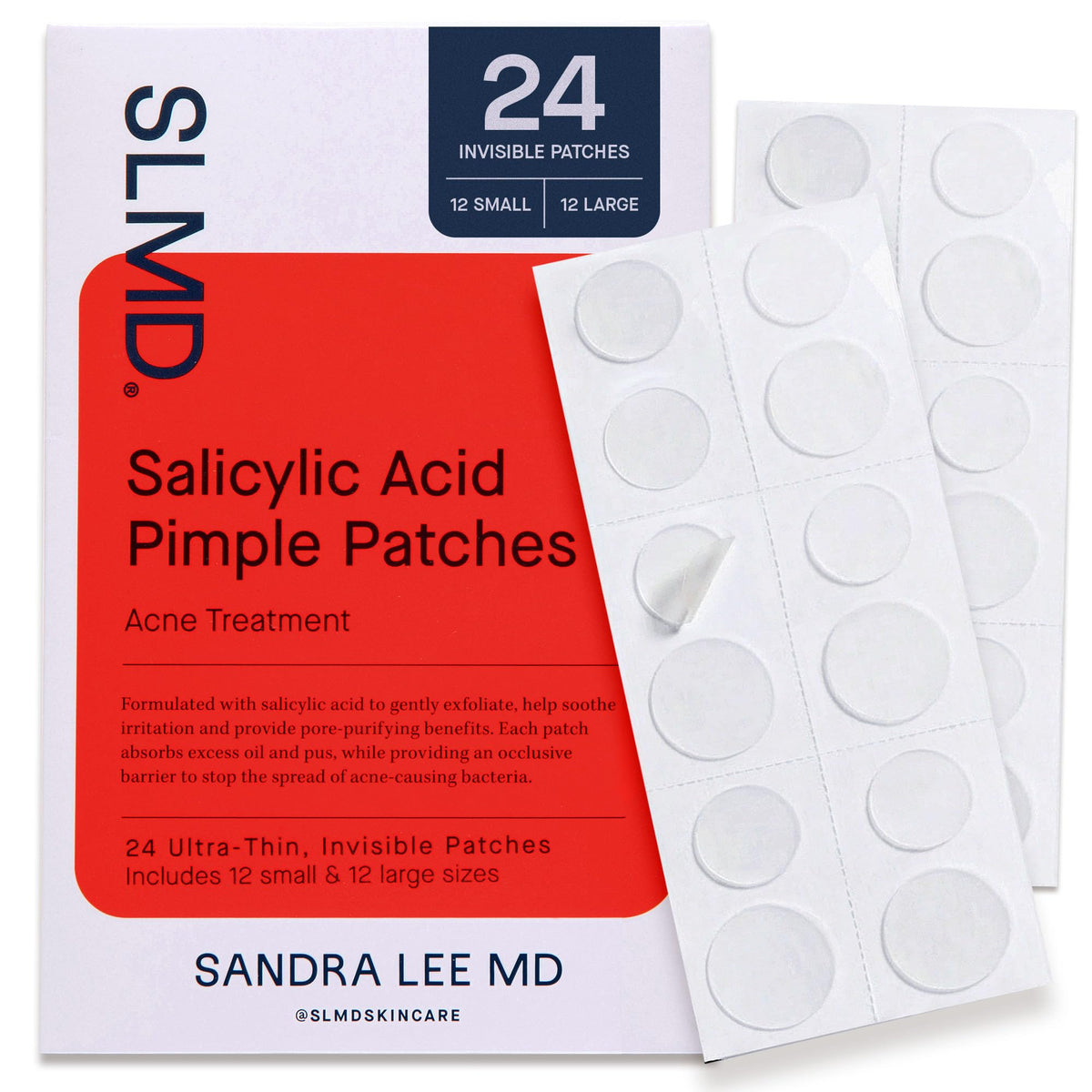 SLMD front packaging showing product name and thin patches benefit