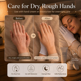 SLWJAXGT pair worn on hands during sleep to protect moisturizer
