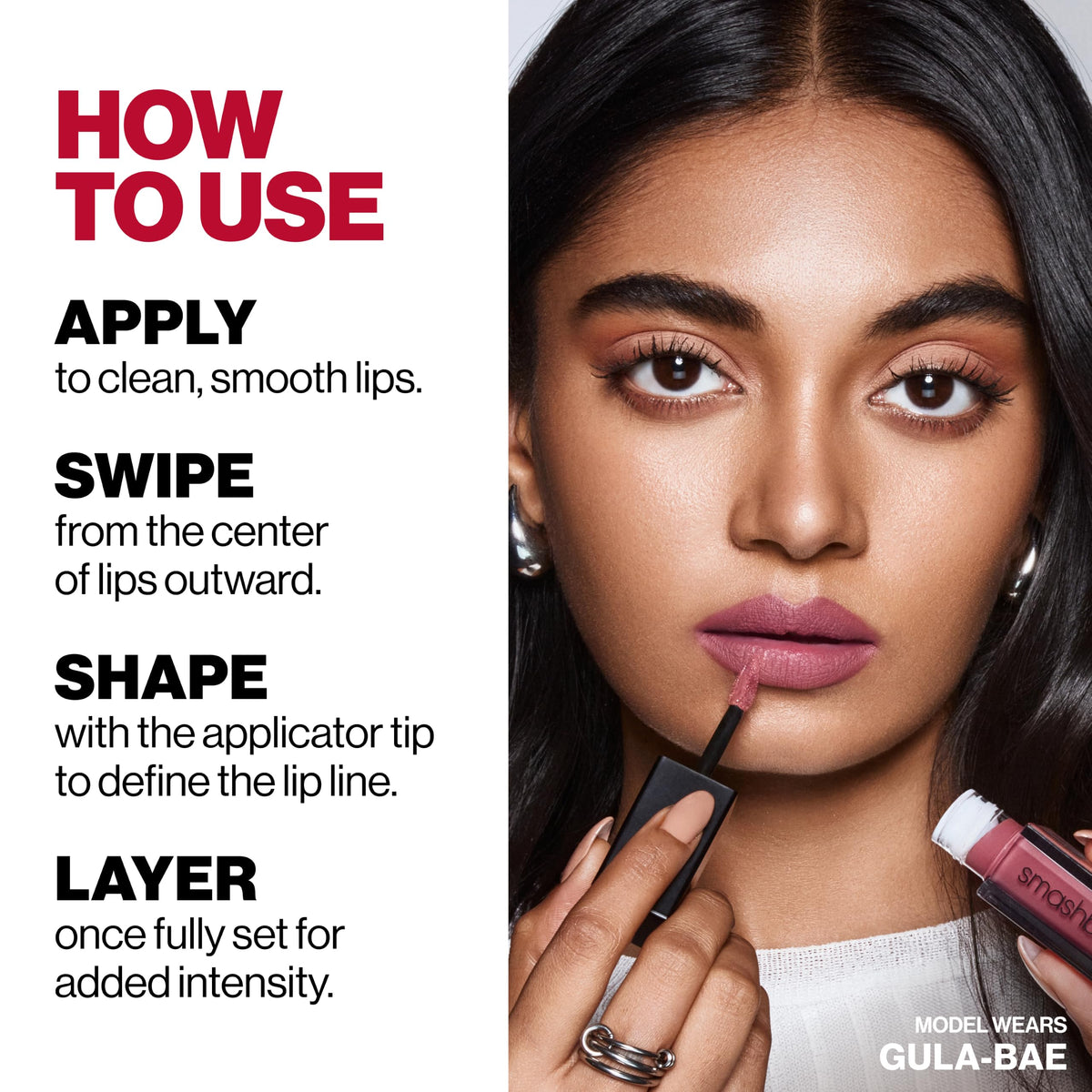 Smashbox lipstick applied on lips close-up illustrating defined edges
