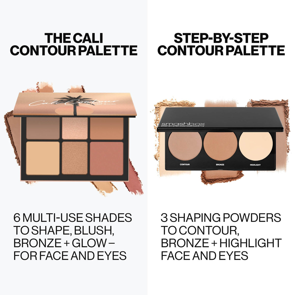 Smashbox compact closed next to a smartphone showing travel-friendly scale