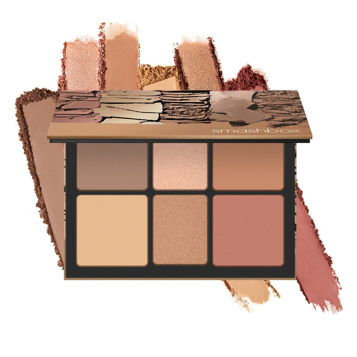 Smashbox palette front open showing six shades and compact layout for easy sculpting