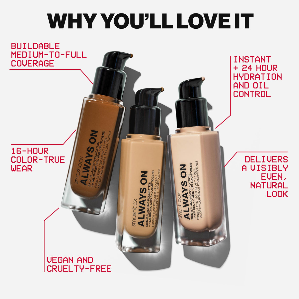 Smashbox foundation applied on model showing natural second-skin finish