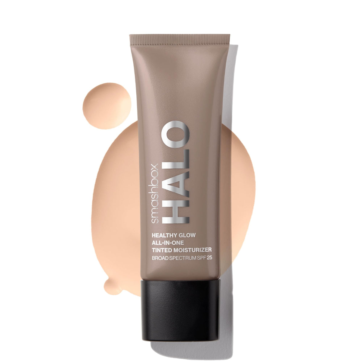 Smashbox front packaging showing SPF 25 and dewy finish benefits