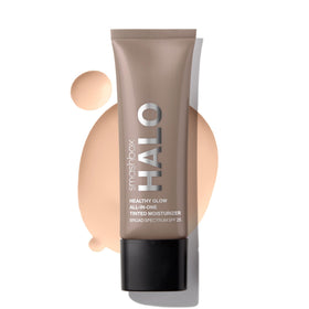 Smashbox front packaging showing SPF 25 and dewy finish benefits