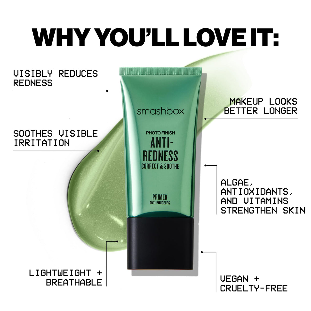 Smashbox primer blended on hand demonstrating color correction and coverage