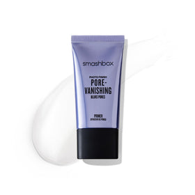 Smashbox primer front packaging shows compact travel tube and matte finish benefit