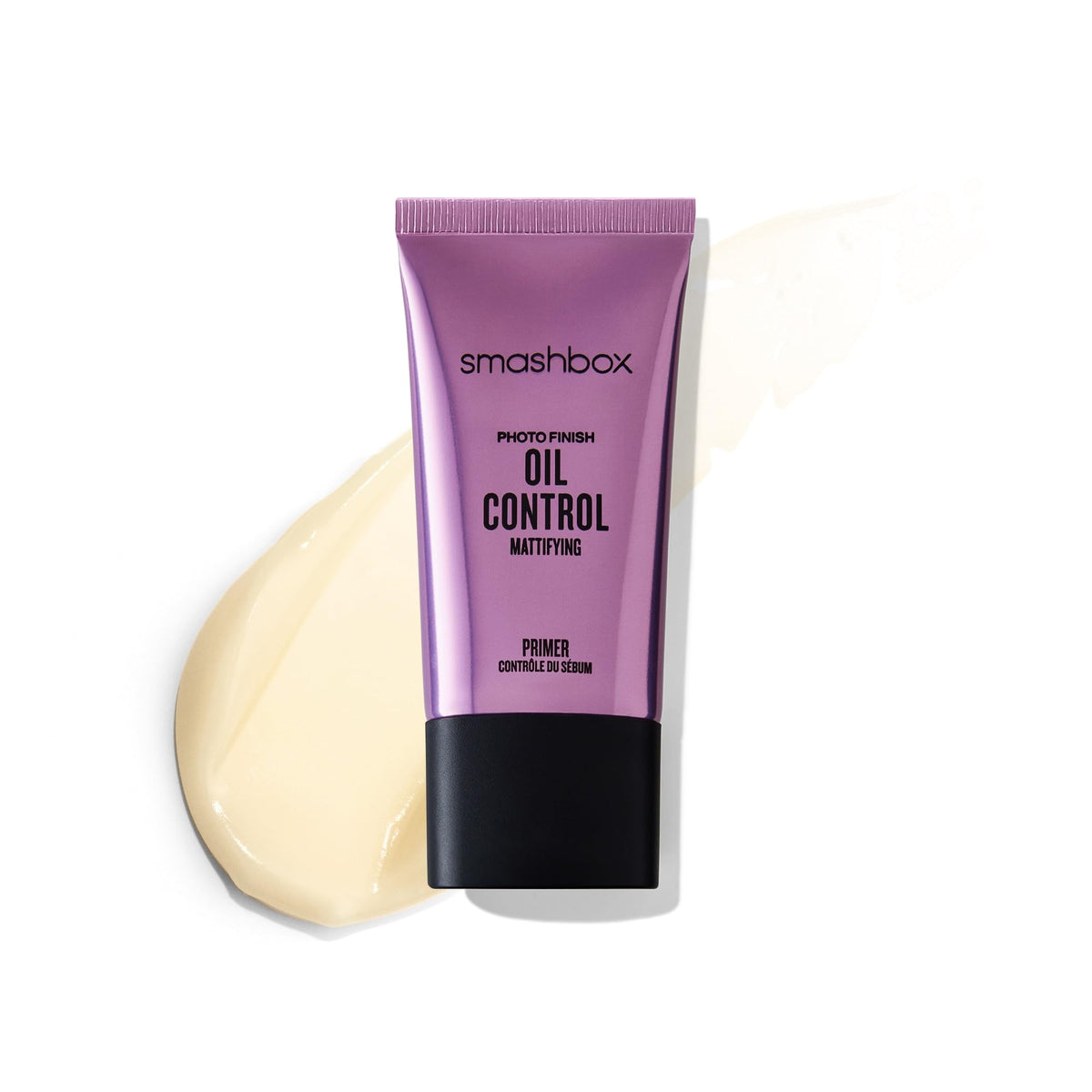 Smashbox travel-size primer front view showing compact tube and branding, ideal for on-the-go mattifying