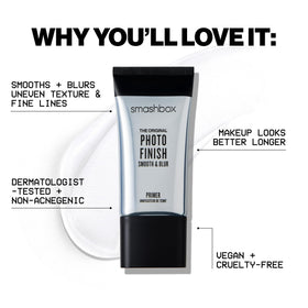 Smashbox travel-size beside everyday items showing compact convenience