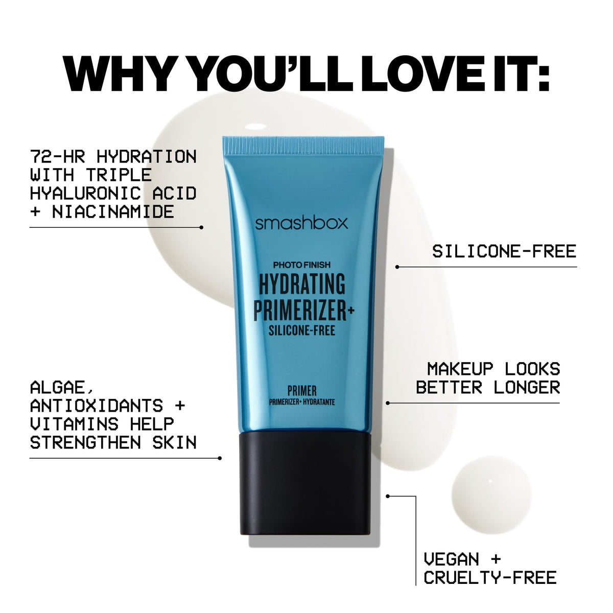 Smashbox primer applied before foundation showing smoother application and longer wear