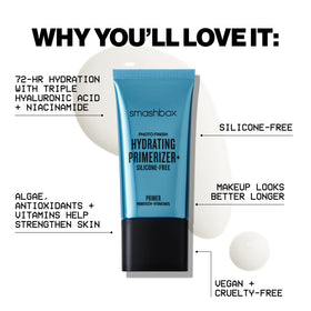 Smashbox primer applied before foundation showing smoother application and longer wear