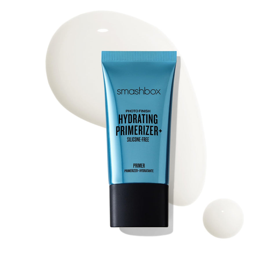 Smashbox travel-size primerizer front view showing compact portable packaging and hydration benefit