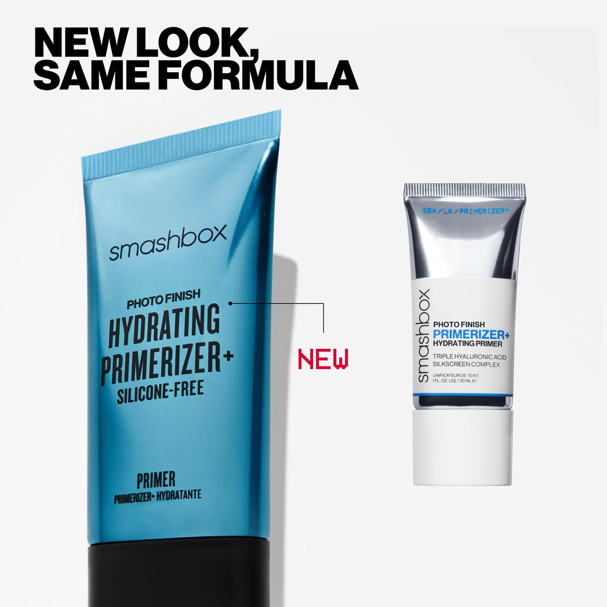 Smashbox bottle beside a ruler showing 1.01 fl oz size for scale and travel convenience
