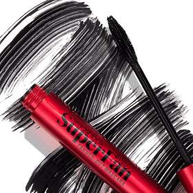 Smashbox Super Fan before and after lashes comparison illustrating length and fanned volume