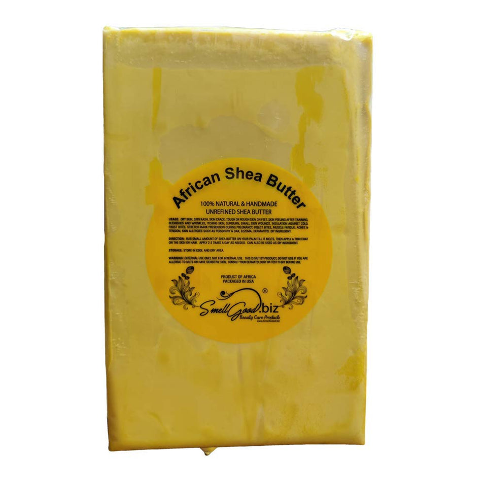 SmellGood front label on 80-ounce tub showing pure Ghana shea butter benefit