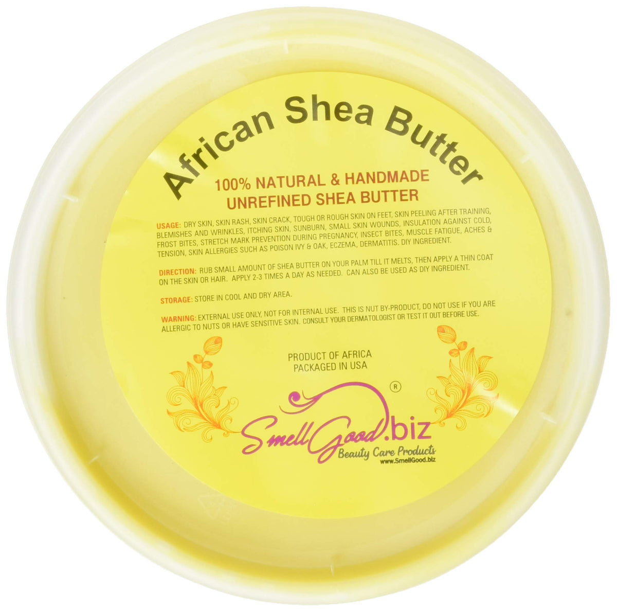 SmellGood shea butter texture closeup demonstrating creamy unrefined consistency and spreadability