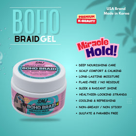 SMJ BOHO BRAID GEL used on braids to lock style and maintain neat sections benefit