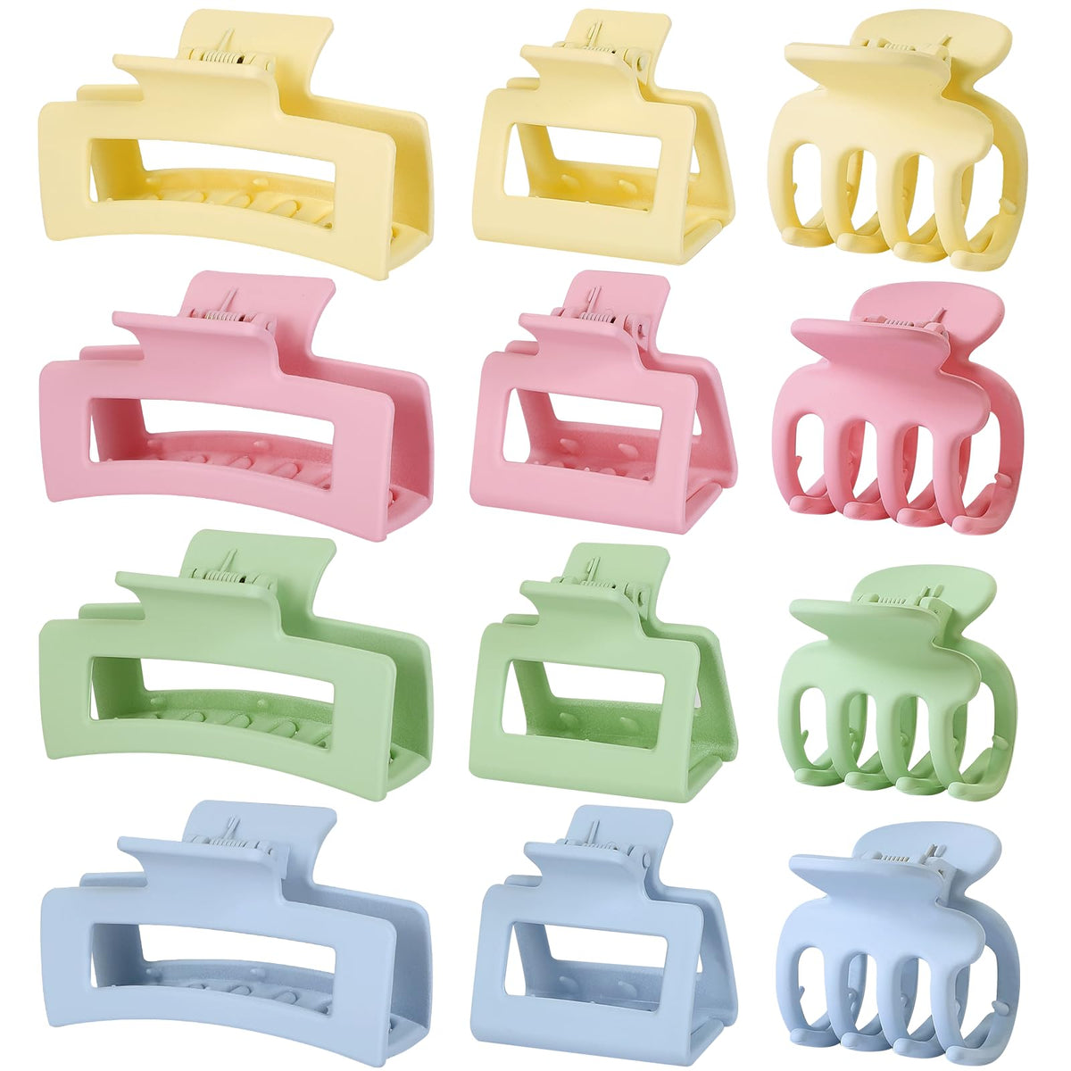 SMKSL front view of colorful 12-piece clip pack showing sizes and colors for versatile styling