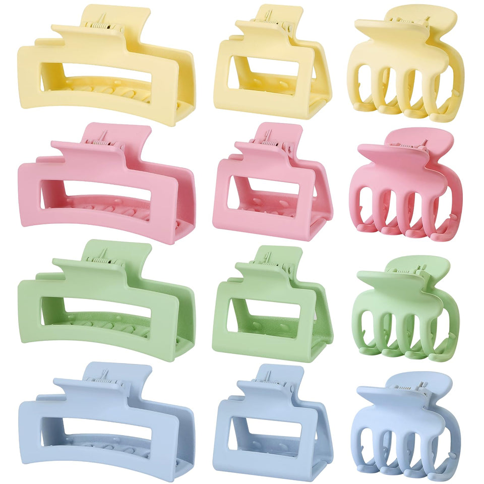SMKSL front view of colorful 12-piece clip pack showing sizes and colors for versatile styling