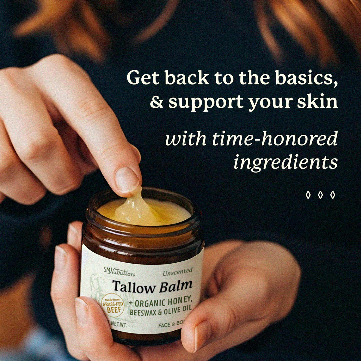 SMNutrition small scoop of balm with olive oil sheen showing spreading quality