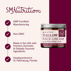 SMNutrition close-up texture of whipped tallow balm highlighting light, melt-in feel