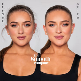 Model using Smooth Stick to tame flyaways for instant polished look benefit