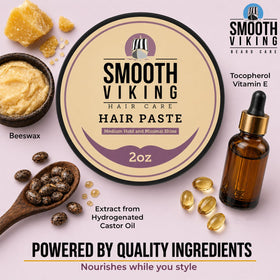 Smooth Viking hair paste being warmed in hands for effortless application and styling