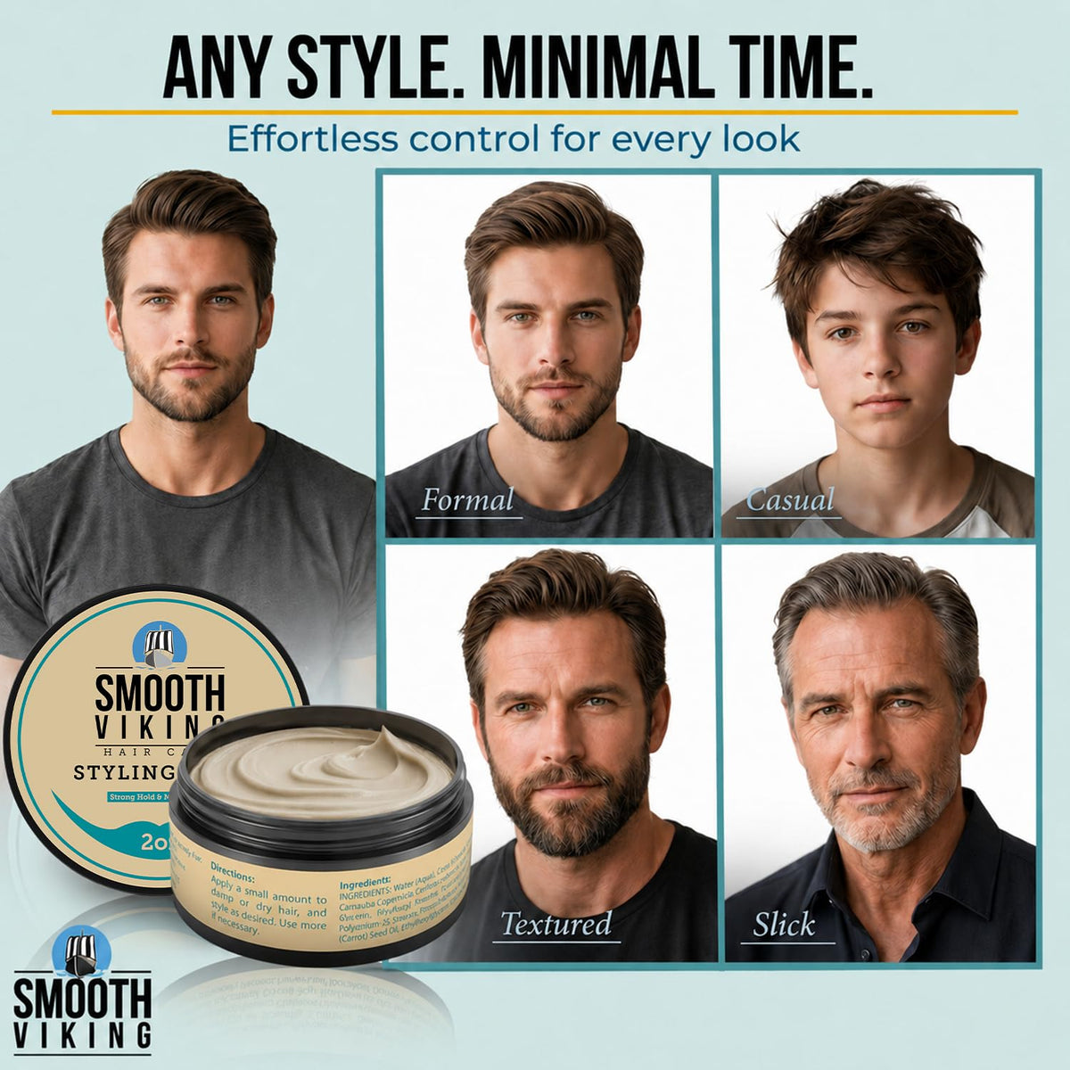 Smooth Viking application on hands demonstrating smooth spread and quick styling benefit