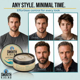 Smooth Viking application on hands demonstrating smooth spread and quick styling benefit