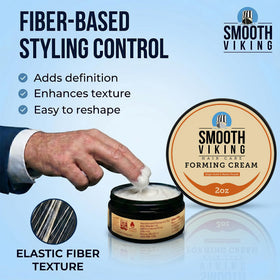 Smooth Viking cream on hands ready to apply for effortless styling benefit