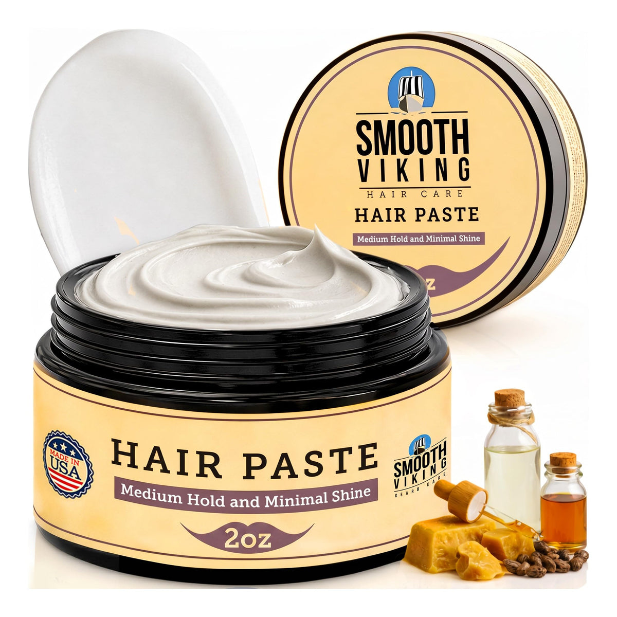Smooth Viking front jar showing compact 2oz design and branding for easy travel