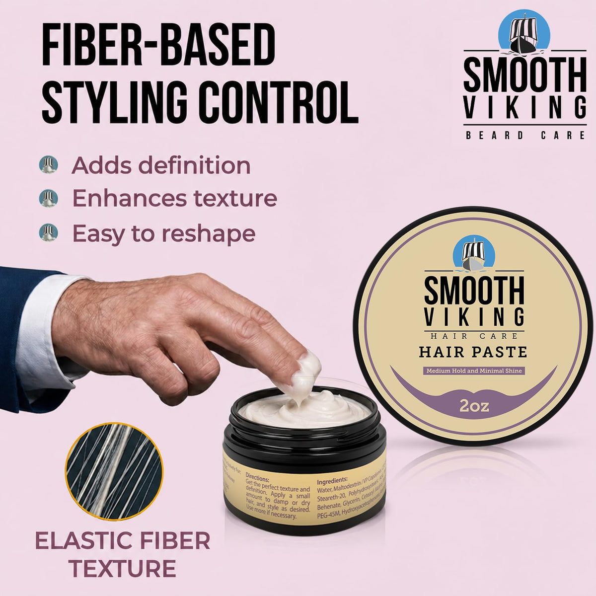 Smooth Viking used to create a textured messy hairstyle with natural matte finish