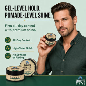 SMOOTH VIKING slick back hairstyle demonstrating long-lasting hold