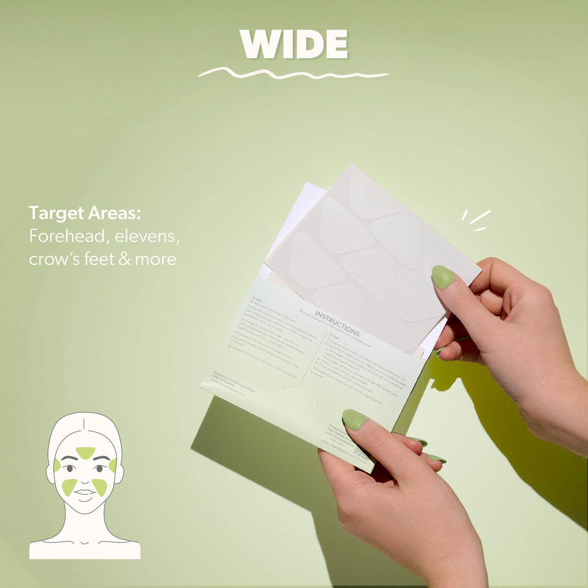 Smoothies patch applied on forehead demonstrating smoothing benefit
