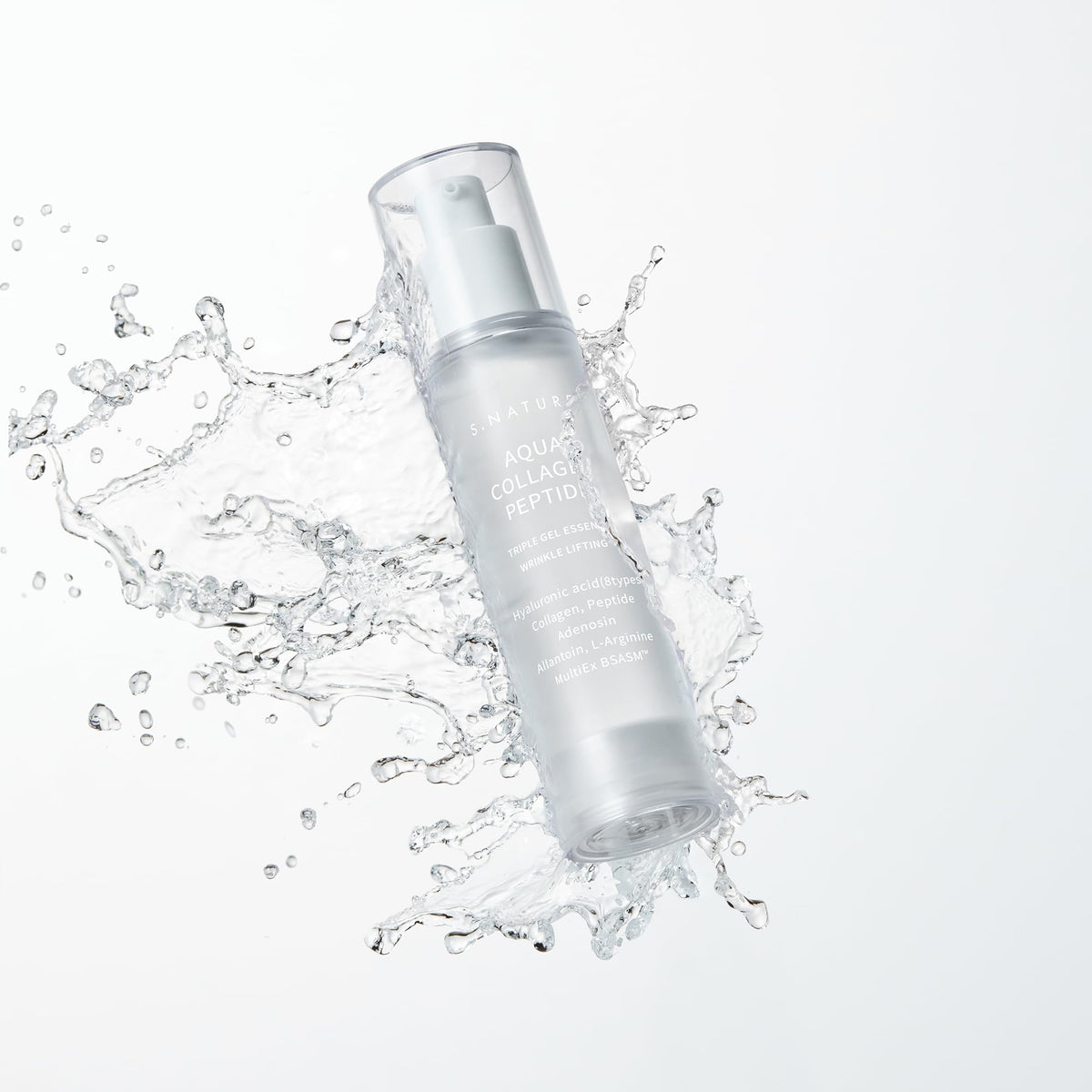 S.NATURE gel texture close-up on fingertip, shows cooling hydrating formula for quick absorption