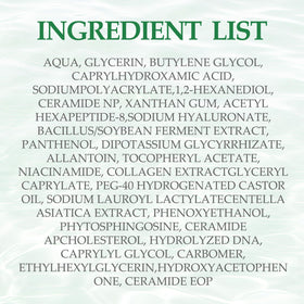 Centella extract and collagen water beside Snidin jar, soothing ingredient benefit